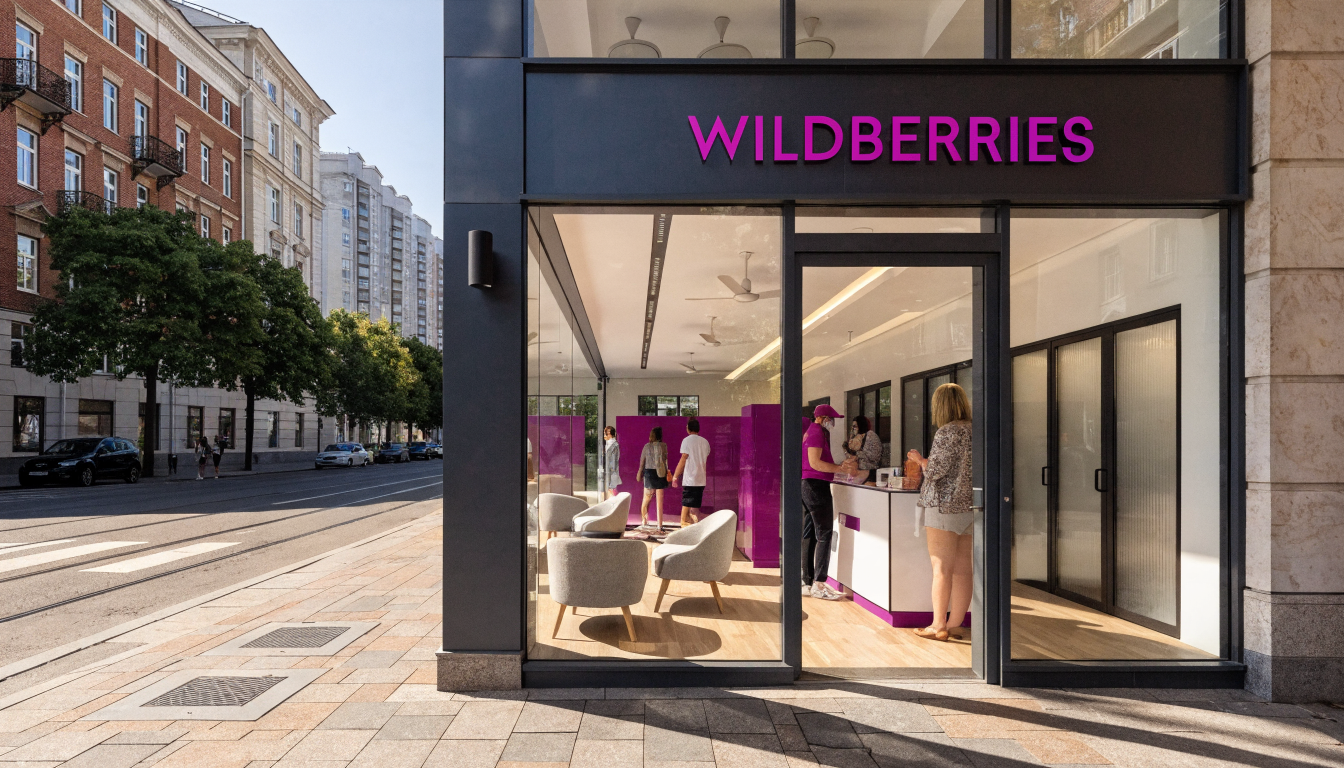 Концептуальная планировка помещения с пунктом выдачи Wildberries, входной группой и служебной зоной